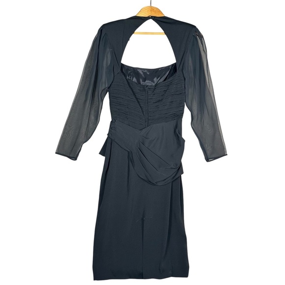 VINTAGE 80’s Rhinestone Accented Backless Black Cocktail Dress - Picture 8 of 15